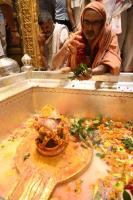  HH Swamiji performs Abhisheka at Shri Kashi Vishwanath Temple, renders the bhajans 'Mahadeva Sharanam' and 'Samba Sadashiva' (26.03.2025)